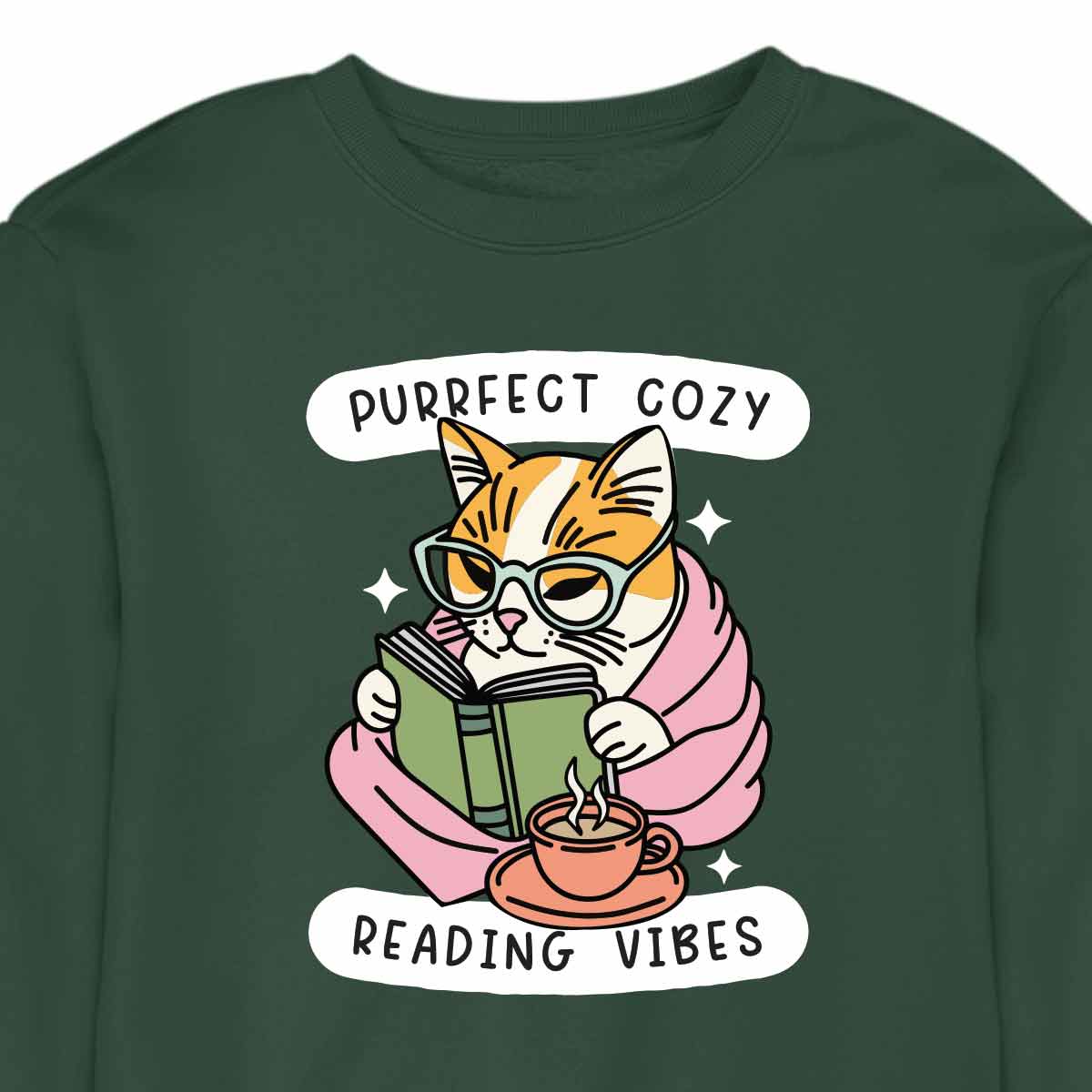 Cozy Reading Cat - CREWNECK (Unisex)