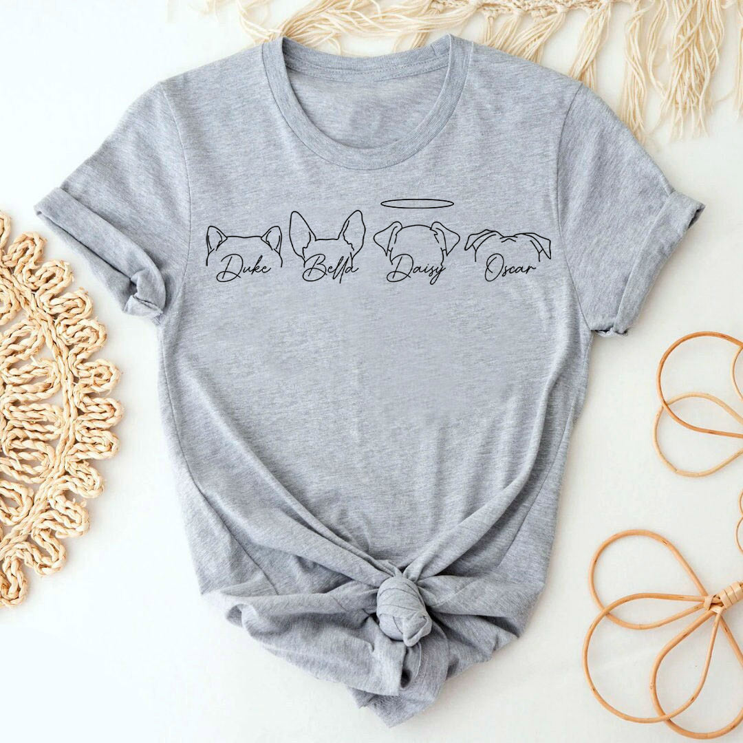 Pet Ears Outline Line Art T-Shirt  by Pawphoria